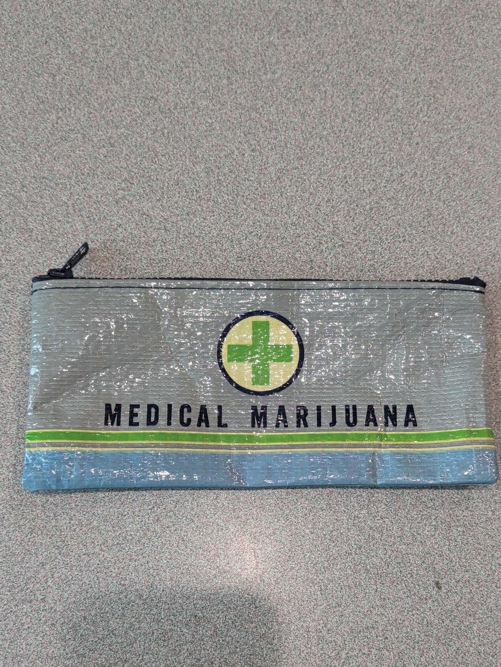 Blue Q Gray & Green Medical Marijuana Zipper Pouch